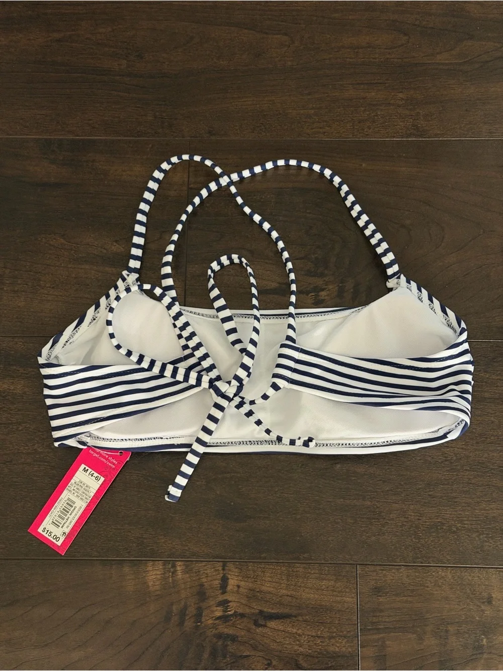 NWT Xhilaration Striped Cross Back Bandeau Bikini Top - Picture 3 of 4